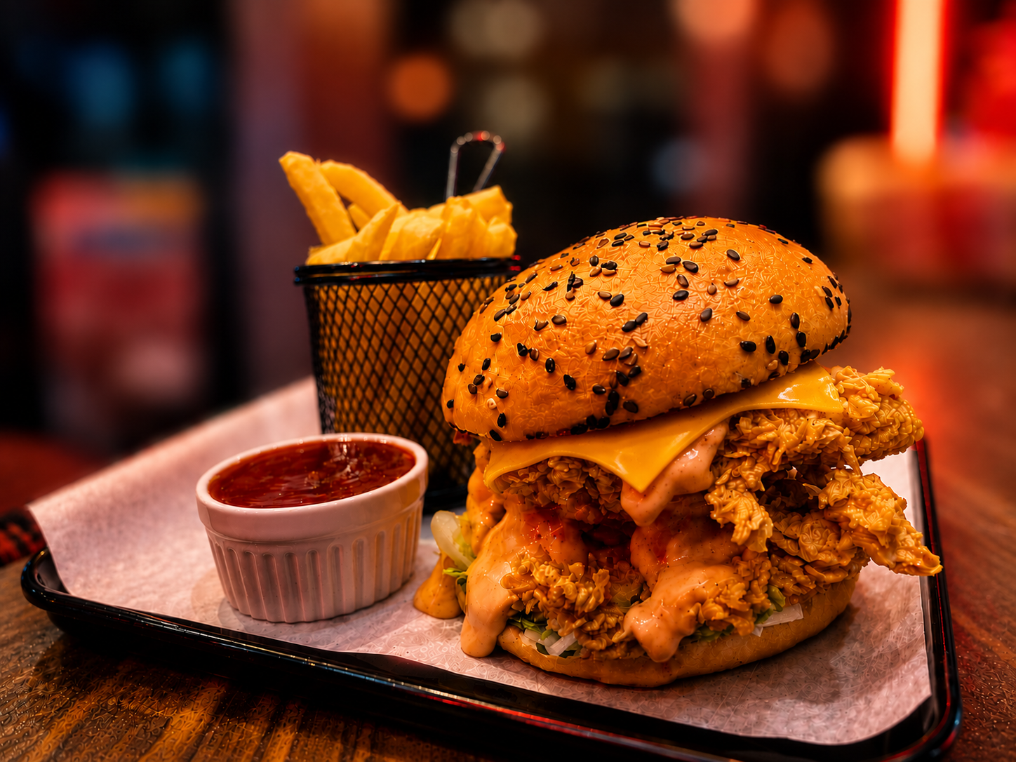 Double Decker Burger With Fries & Cheese — Zingerella