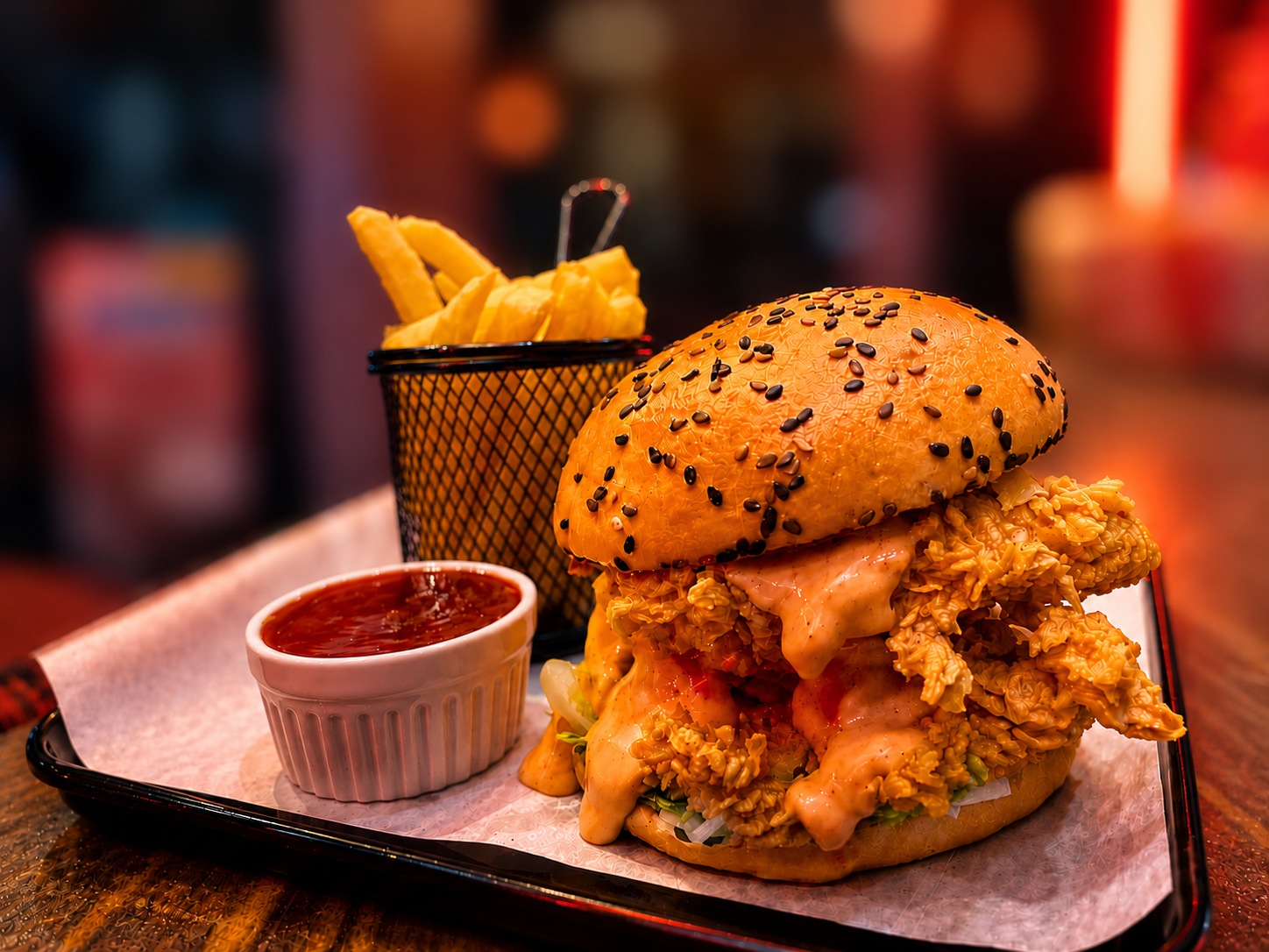 Double Decker Burger With Fries — Zingerella