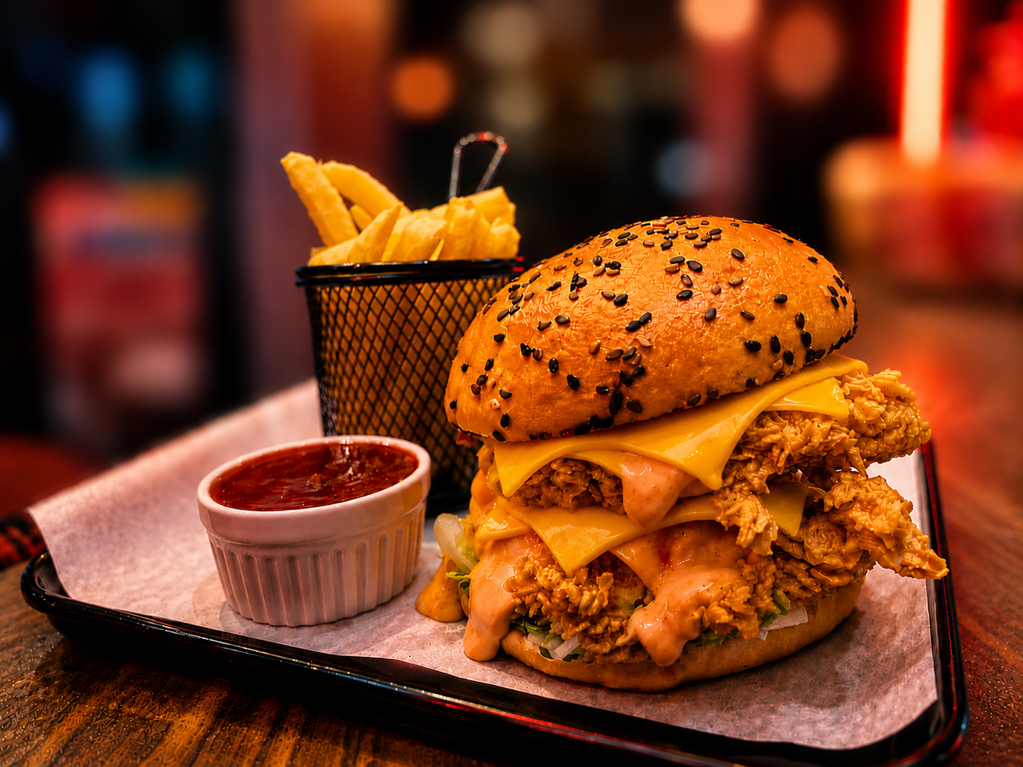 Double Decker With Fries With Double Cheese — Zingerella