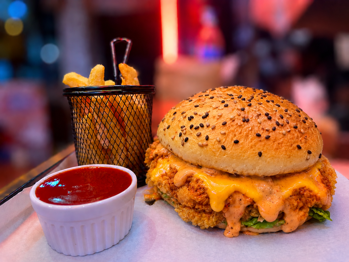 Jumbo Zinger Burger With Fries With Cheese — Zingerella